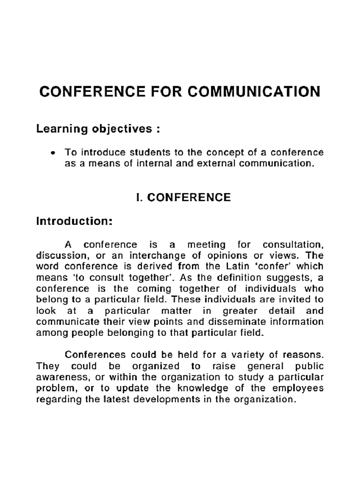 Bus Com Ch 12 English - Class notes - CONFERENCE FOR COMMUNICATION ...