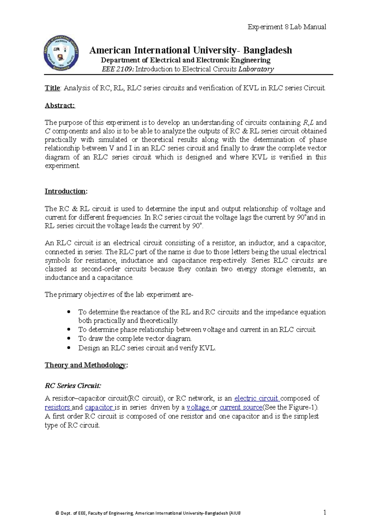 IEC Exp 8 Student Manual - Experiment 8 Lab Manual © Dept. of EEE ...