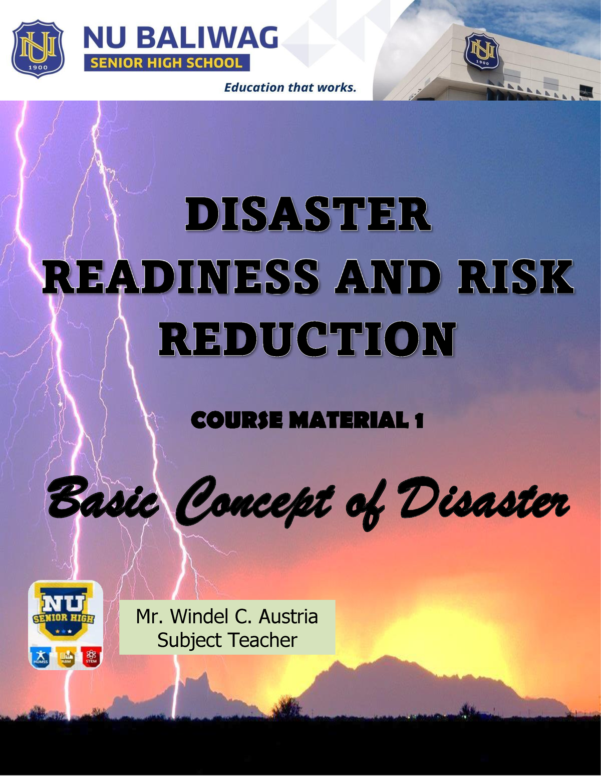 CM 1 Concept OF Disaster - Mr. Windel C. Austria Subject Teacher ...