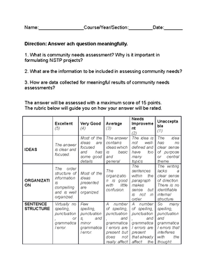 NSTP-CWTS2 Module 1 - Course Title: NSTP – CWTS 2 Time: Saturday / 8 ...