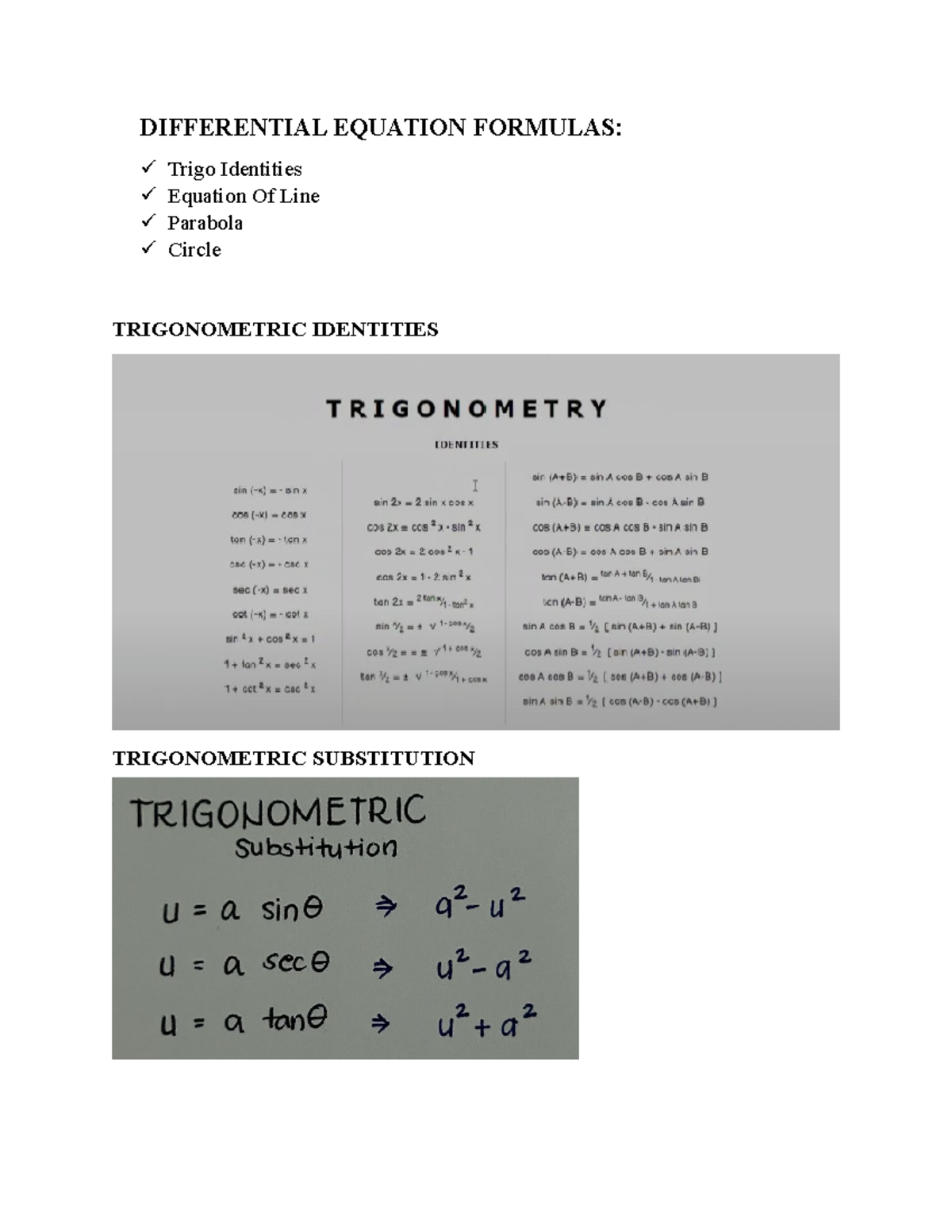 Differential Equation Formulas - stem techo ekiz - DIFFERENTIAL ...
