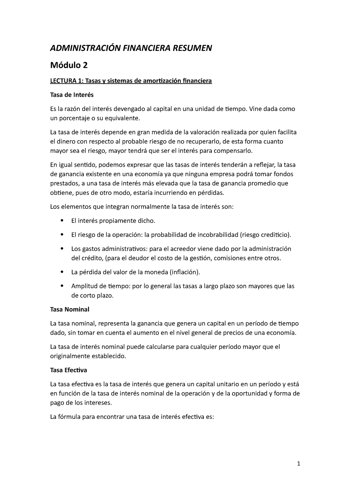 Administración Financiera Resumen M2 - ADMINISTRACIÓN FINANCIERA ...