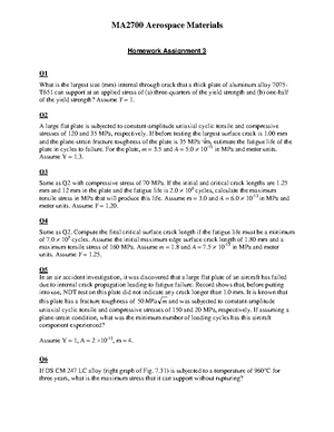 MA2700 Tutorial 2 - MA2700 Aerospace Materials Homework Assignment 2 Q ...
