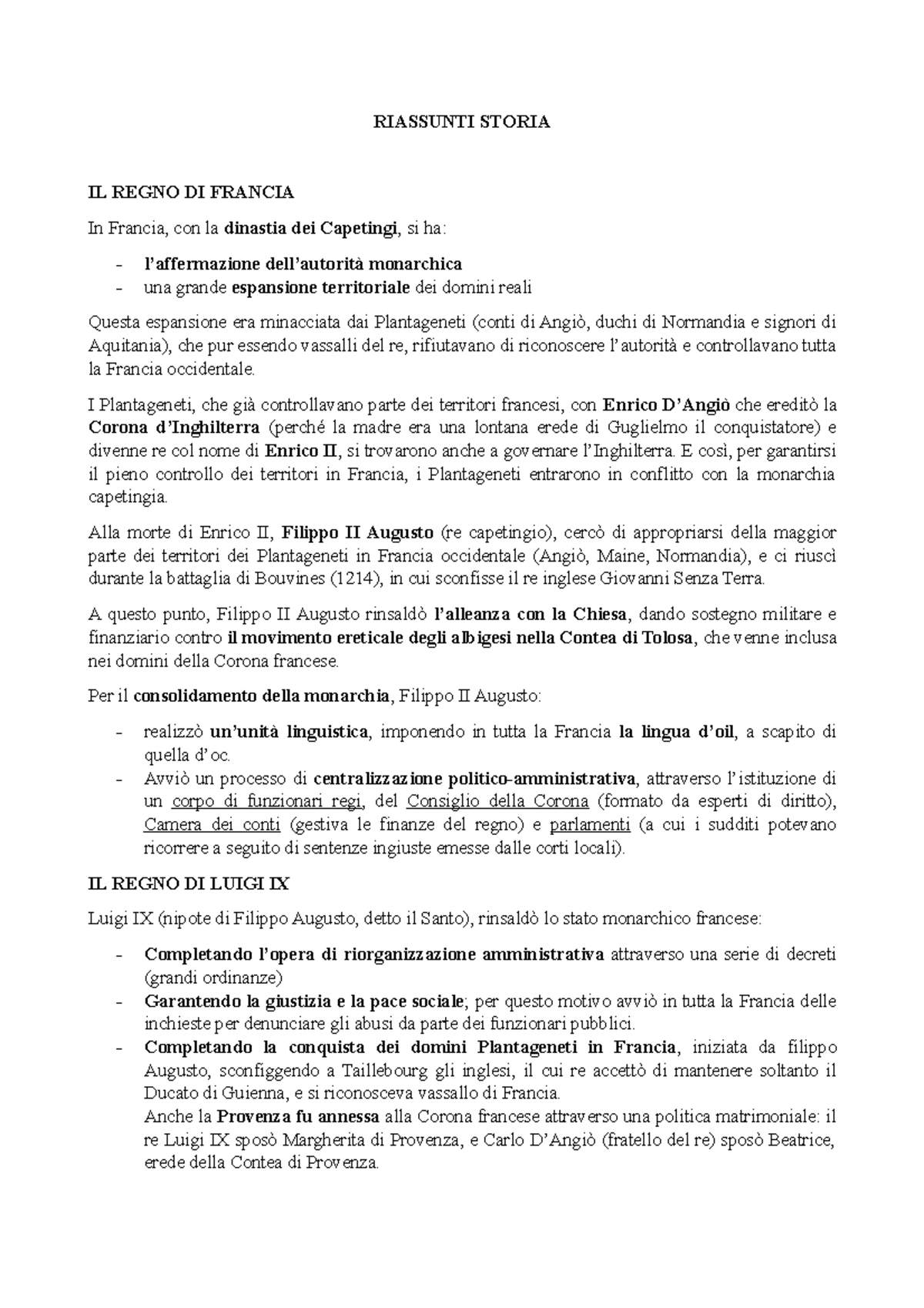 CAP.1 IL Regno DI Francia RIASSUNTI STORIA IL REGNO DI FRANCIA In