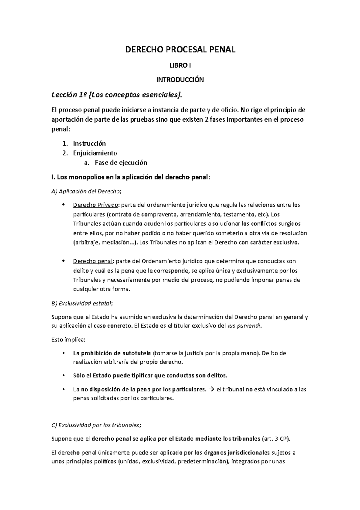 Apuntes Procesal Penal - DERECHO PROCESAL PENAL LIBRO I INTRODUCCIÓN ...