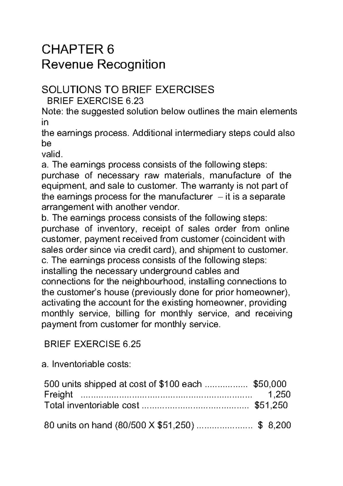 ACCT 3310 BE 6 - Intermediate Accounting Chapter 6, BE 6.23 - BE 6.29 ...