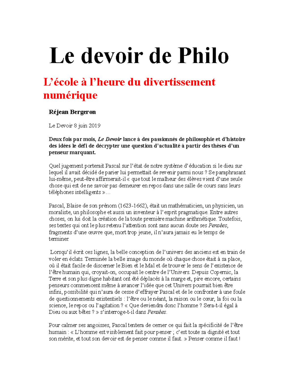 dissertation philo la devoir