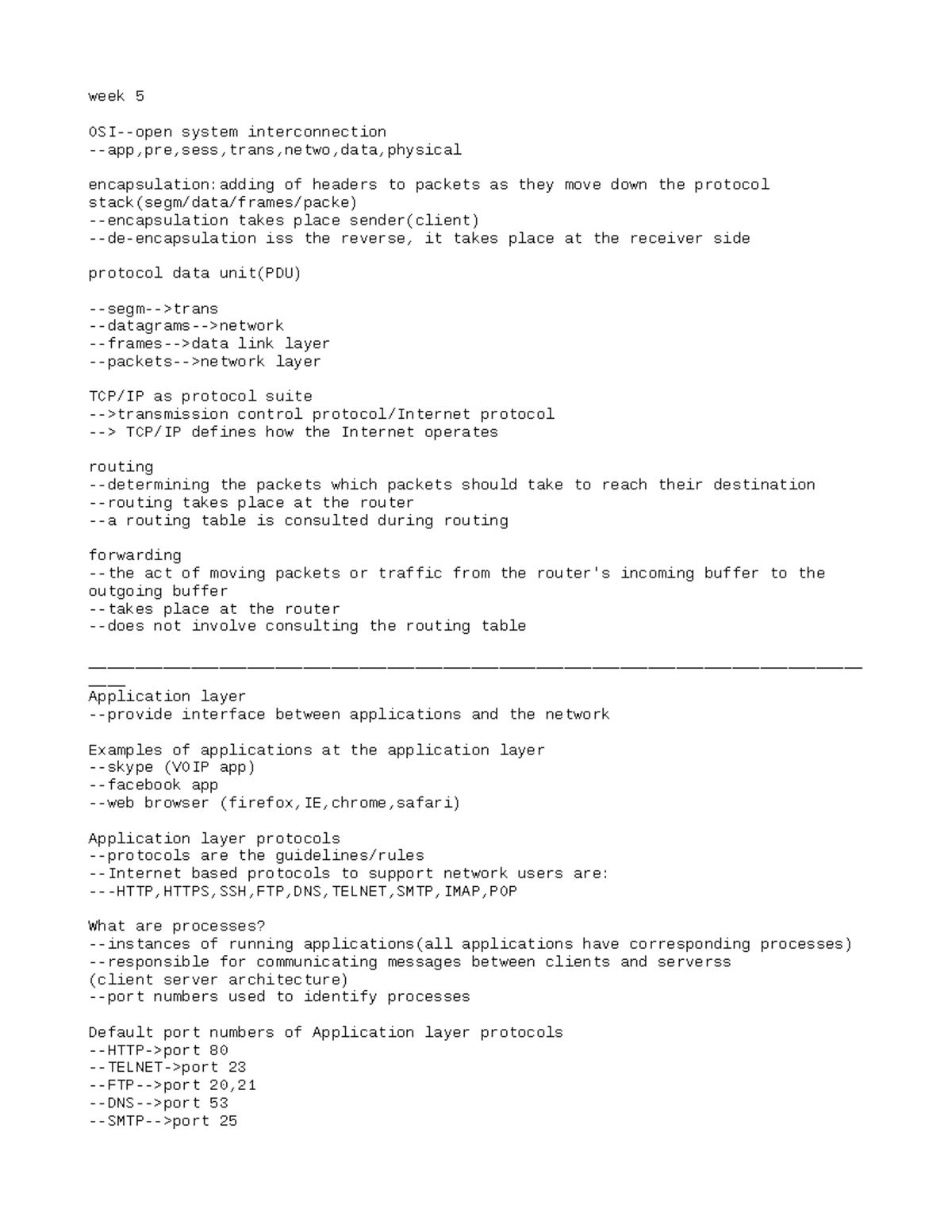 sockets and application layer - week 5 OSI-open system interconnection ...
