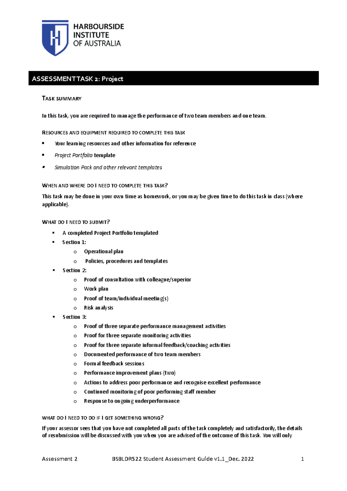 Bsbldr 522 Assessment task 2 v1 - ASSESSMENT TASK 2: Project TASK ...