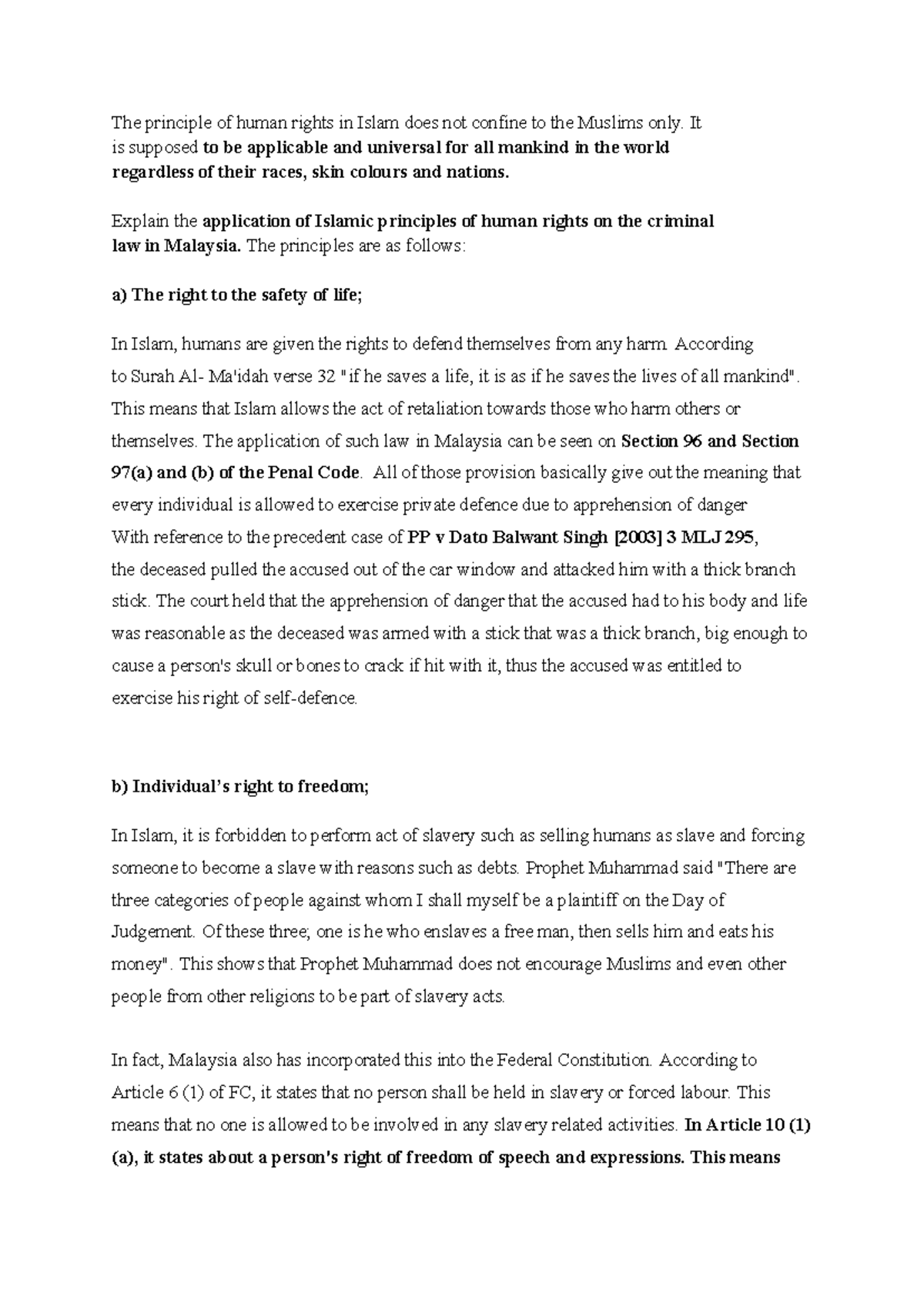 Law and Soc Tuto 3 - tutorial ans - The principle of human rights in ...