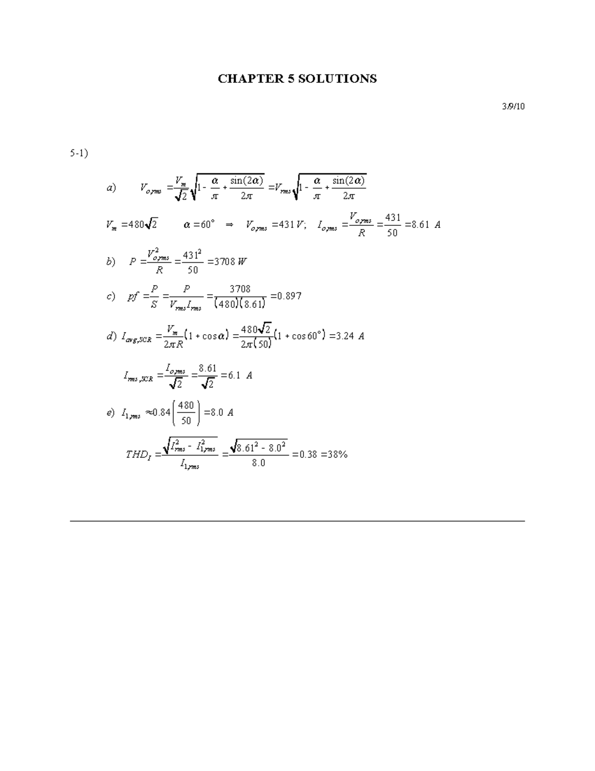 5 - Assignment - CHAPTER 5 SOLUTIONS 3/9/ 5-1) , , , , 22 , , sin(2 ...