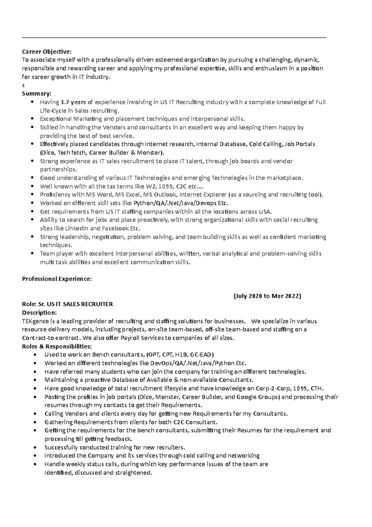 Sample resume USIT - HOW TO WRITE A RESUME FOR USIT - - Studocu