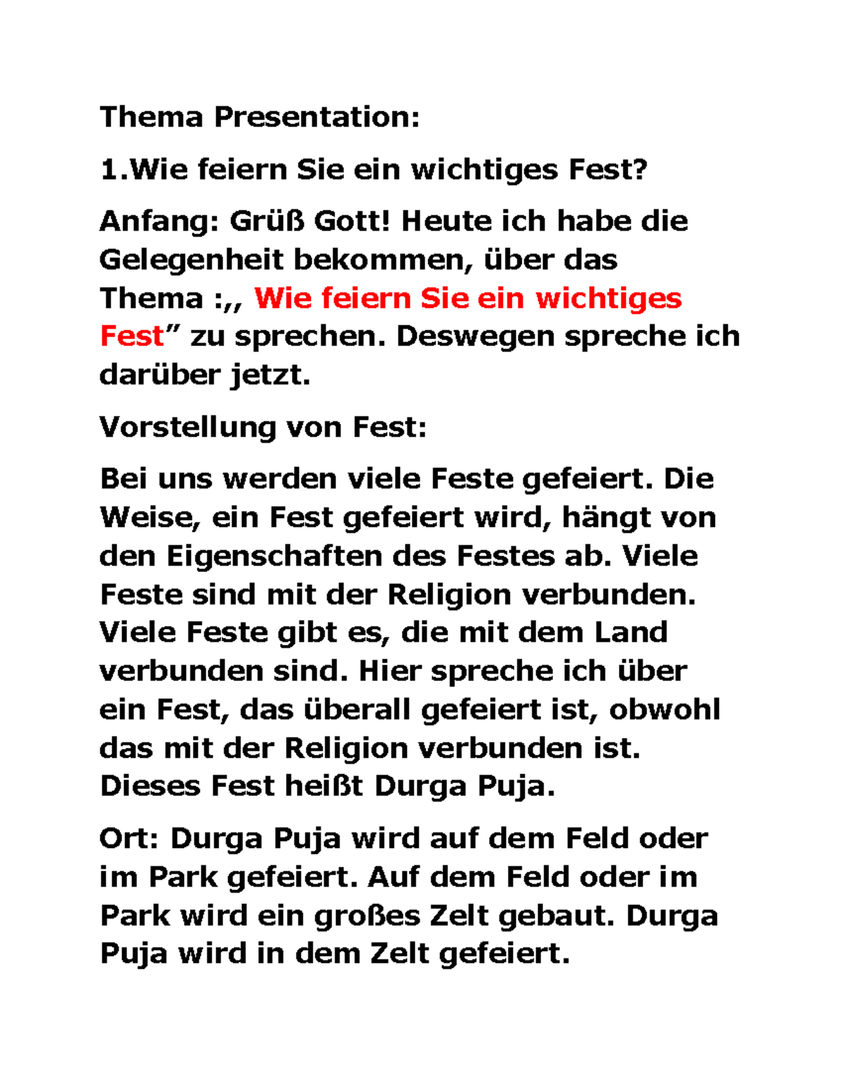 Sourav Thakur A2 Thema Presentation 1 feiern Sie ein wichtiges Fest