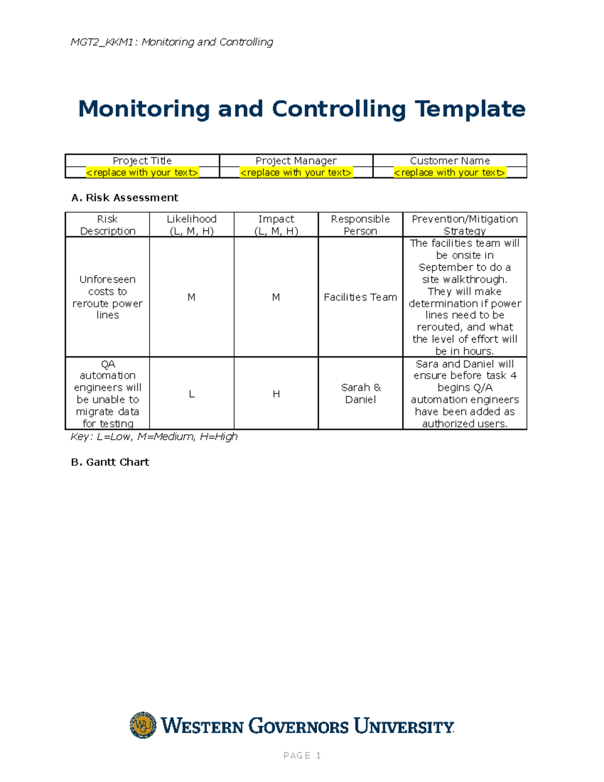 Monitoring and Controlling Template Task 2 Final Pass - MGT2_KKM1 ...