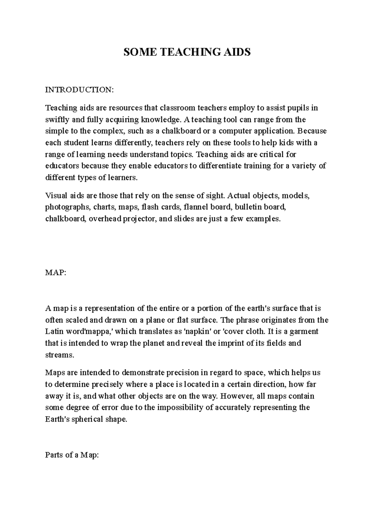 SOME Teaching AIDS - Lecture notes 4 - SOME TEACHING AIDS INTRODUCTION ...