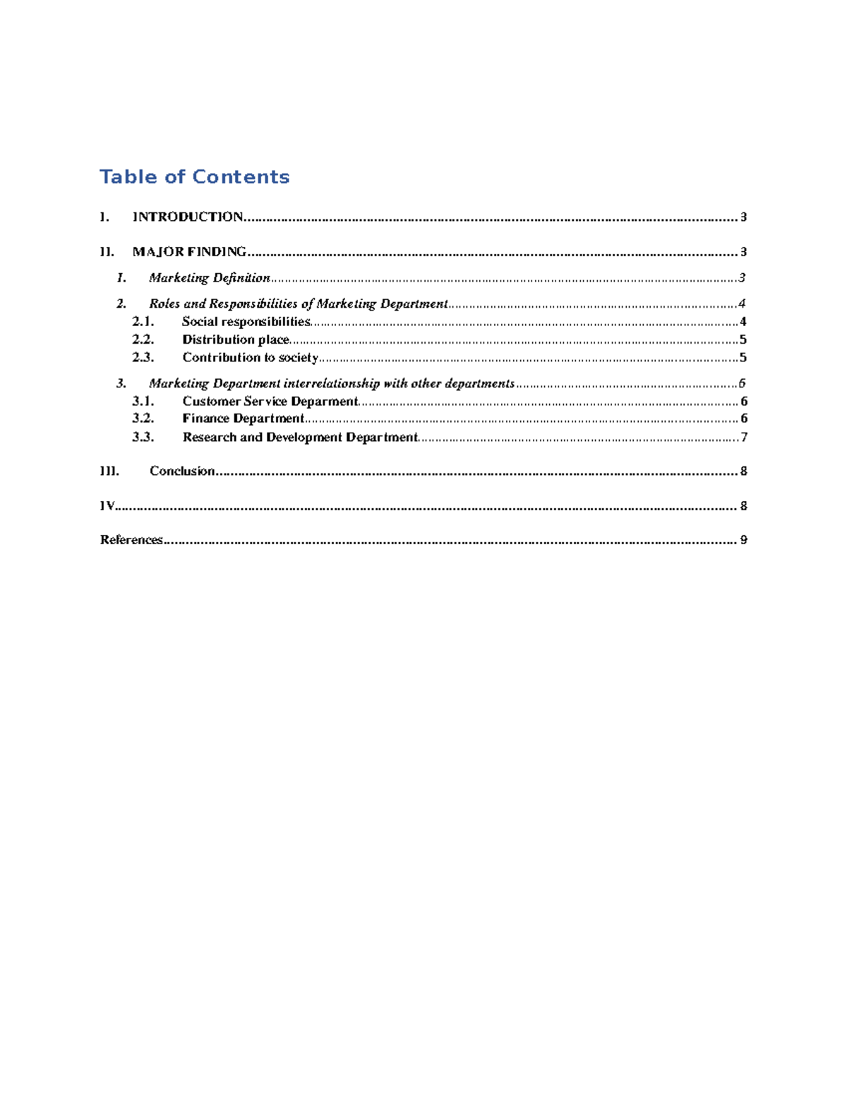 Marketing Essential A1 - Table of Contents I. - Studocu