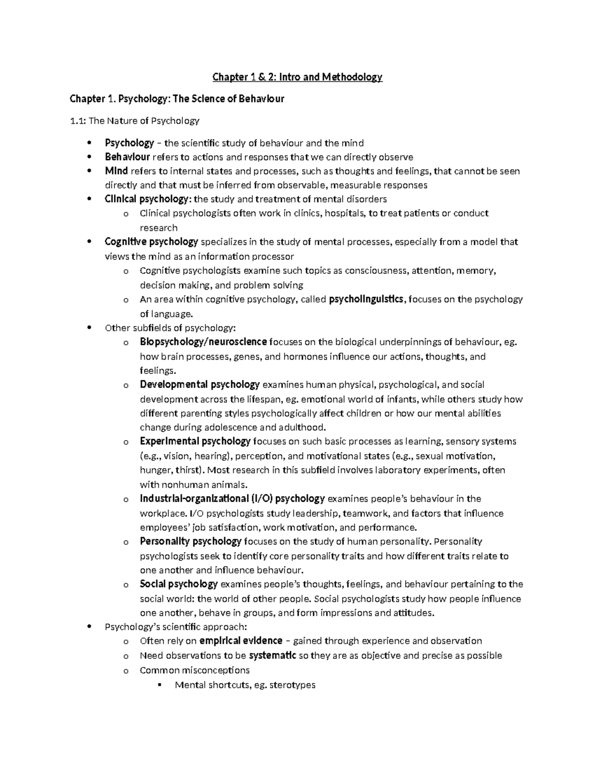 Ch. 1 Text Notes - Intro Methodology - Chapter 1 & 2: Intro and ...