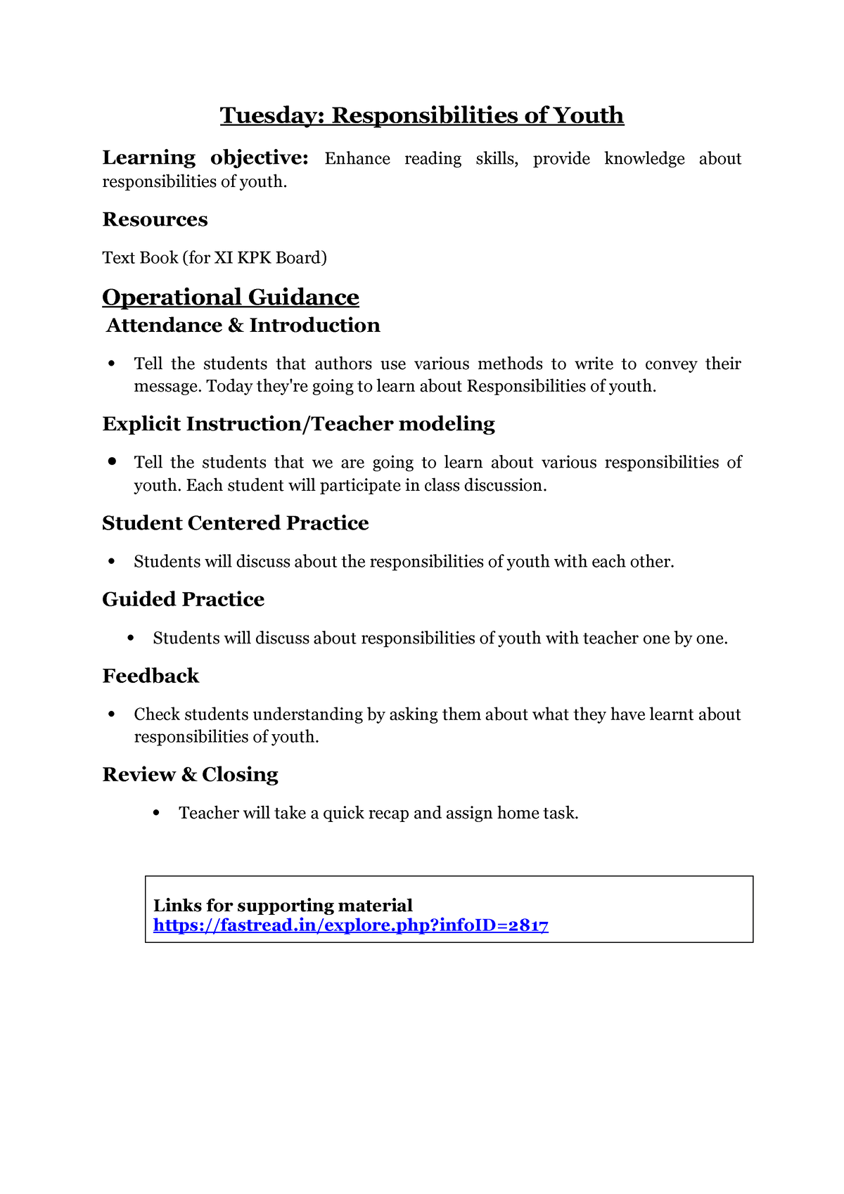 responsibilities of youth essay