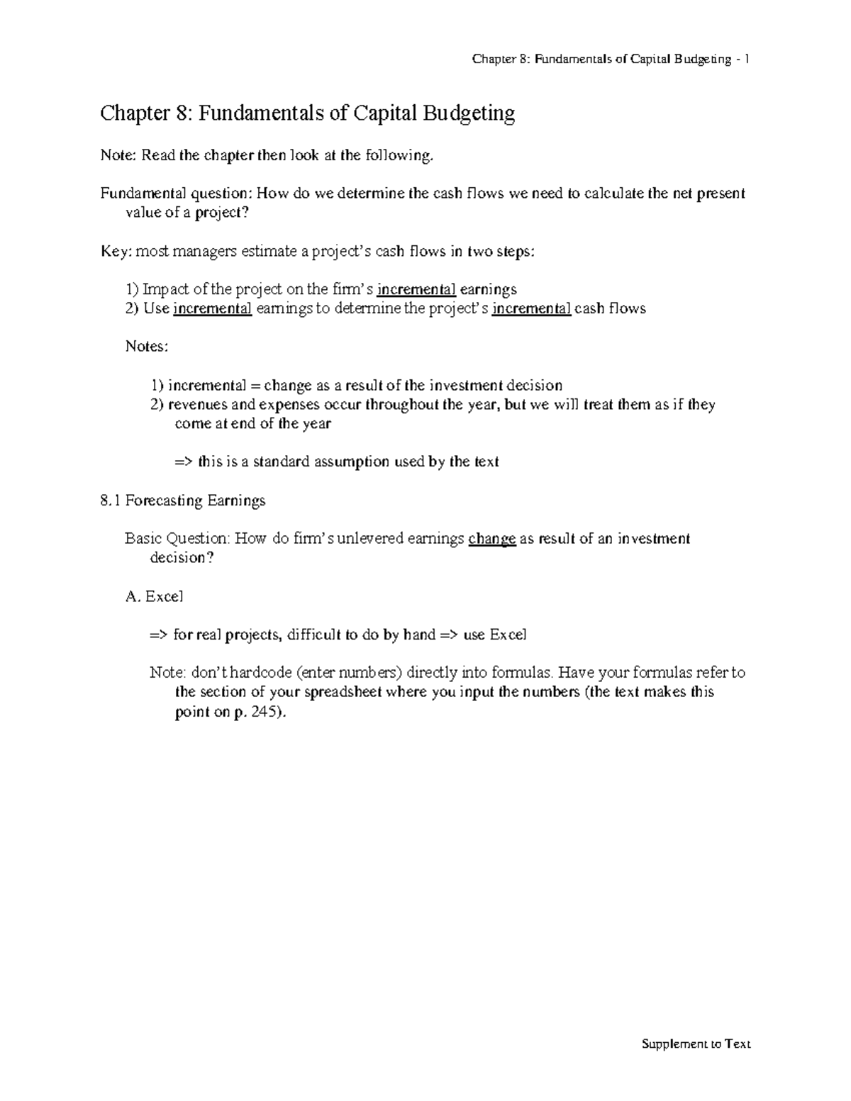 Ch08-3310 capital budgeting - Chapter 8: Fundamentals of Capital ...