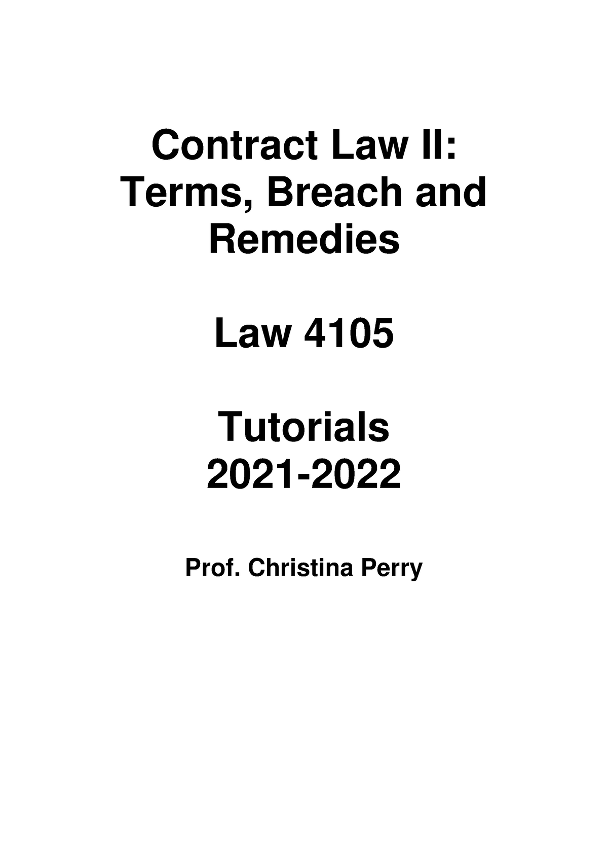 2021-22-tutorials-law-4105-contract-law-ii-terms-breach-and