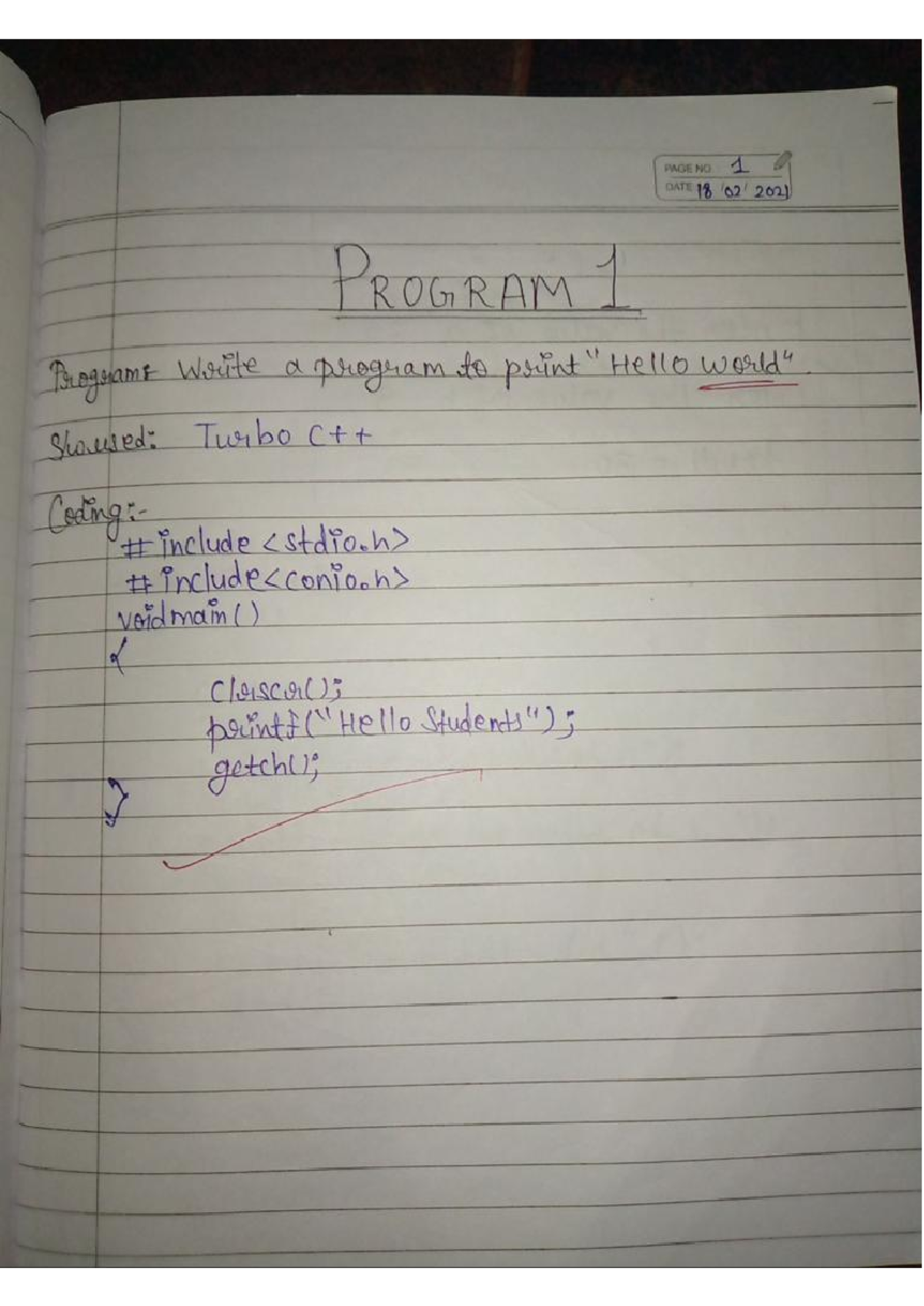 C programming 1- 40 programs - PAGE NO 1 DATE PROGRAM 1 Programs Write ...