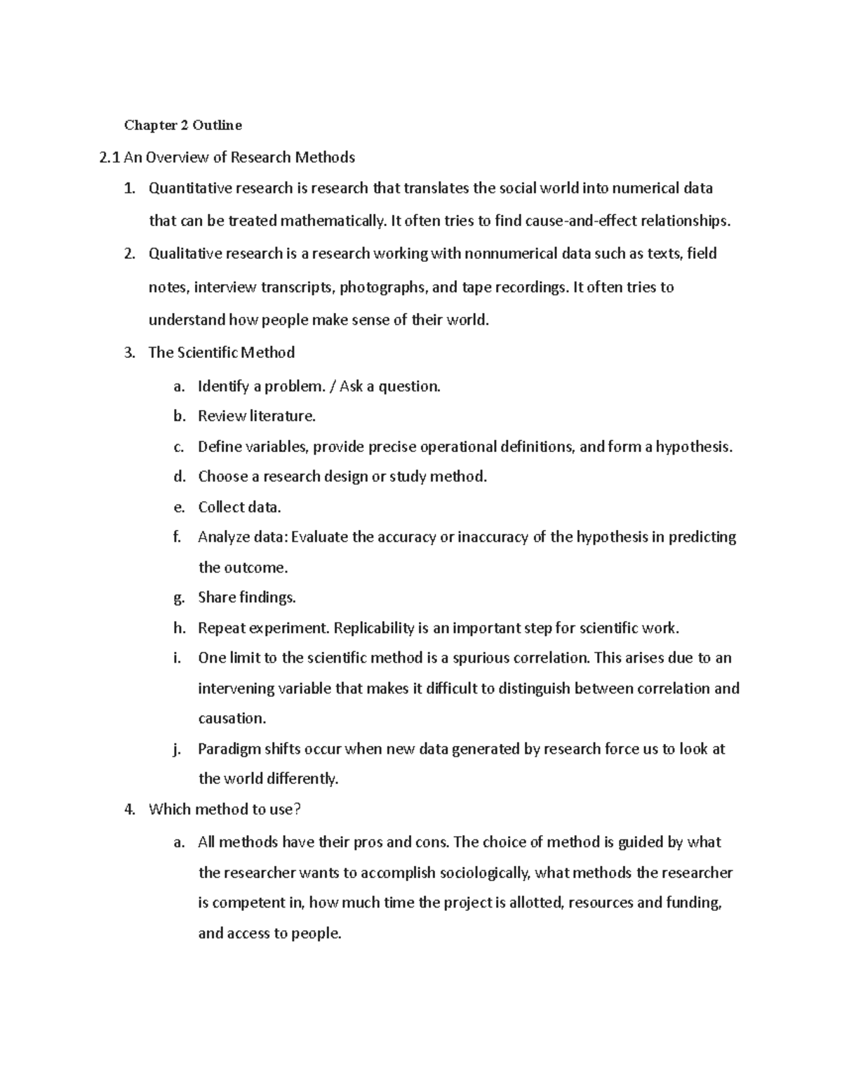 Chapter 2 Outline - Chapter 2 Outline 2 An Overview Of Research Methods ...