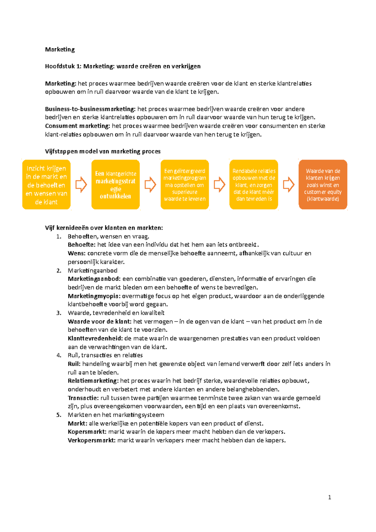 Samenvatting Principes Van Marketing - Marketing Hoofdstuk 1: Marketing ...