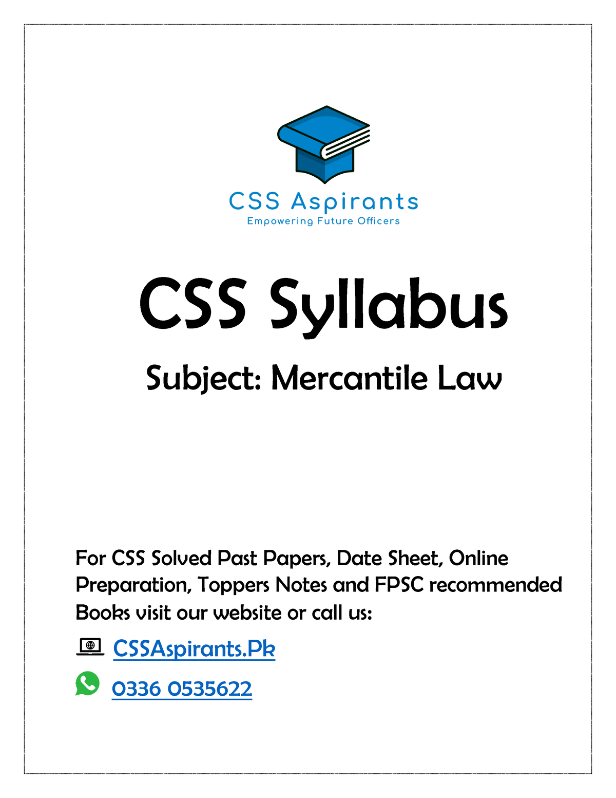 Mercantile Law CSS Syllabus CSS Syllabus Subject Mercantile Law For