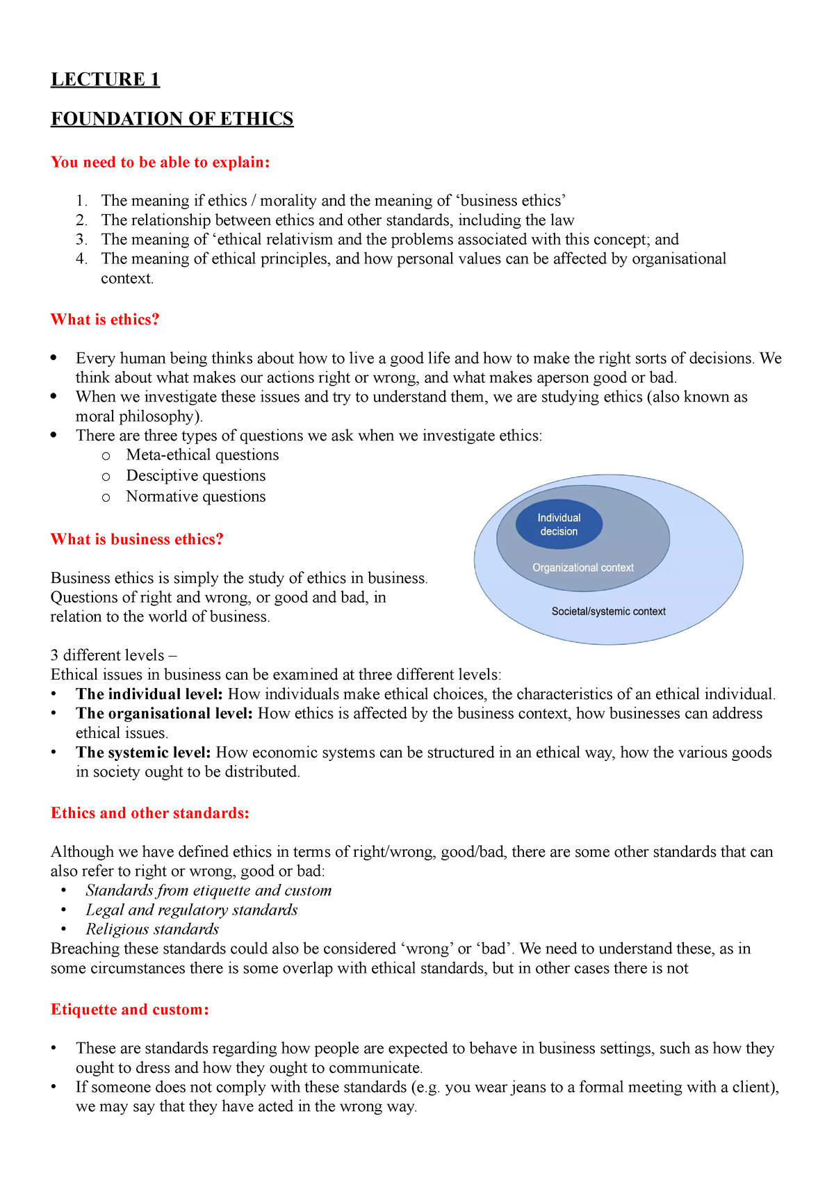 BSB111 Business Law And Ethics - Lecture Notes (Week 1 - 6) - LECTURE 1 ...