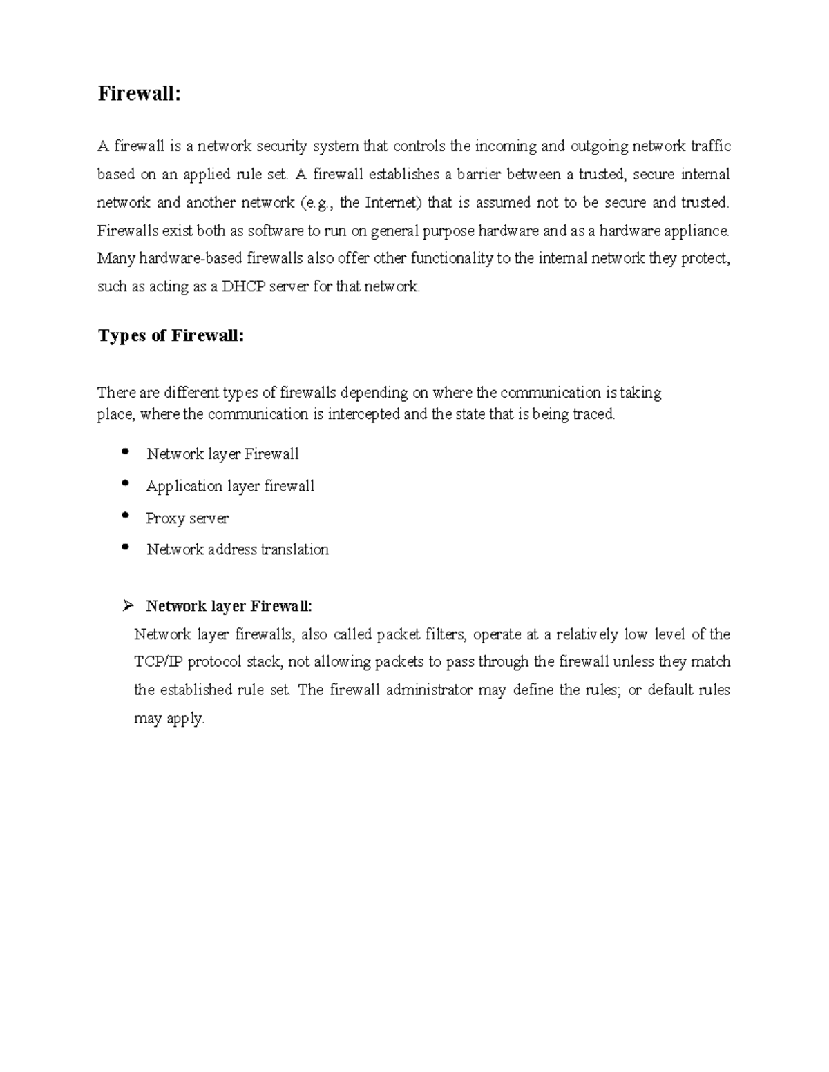 Security Policy for e-commerce detailed notes - Firewall: A firewall is ...