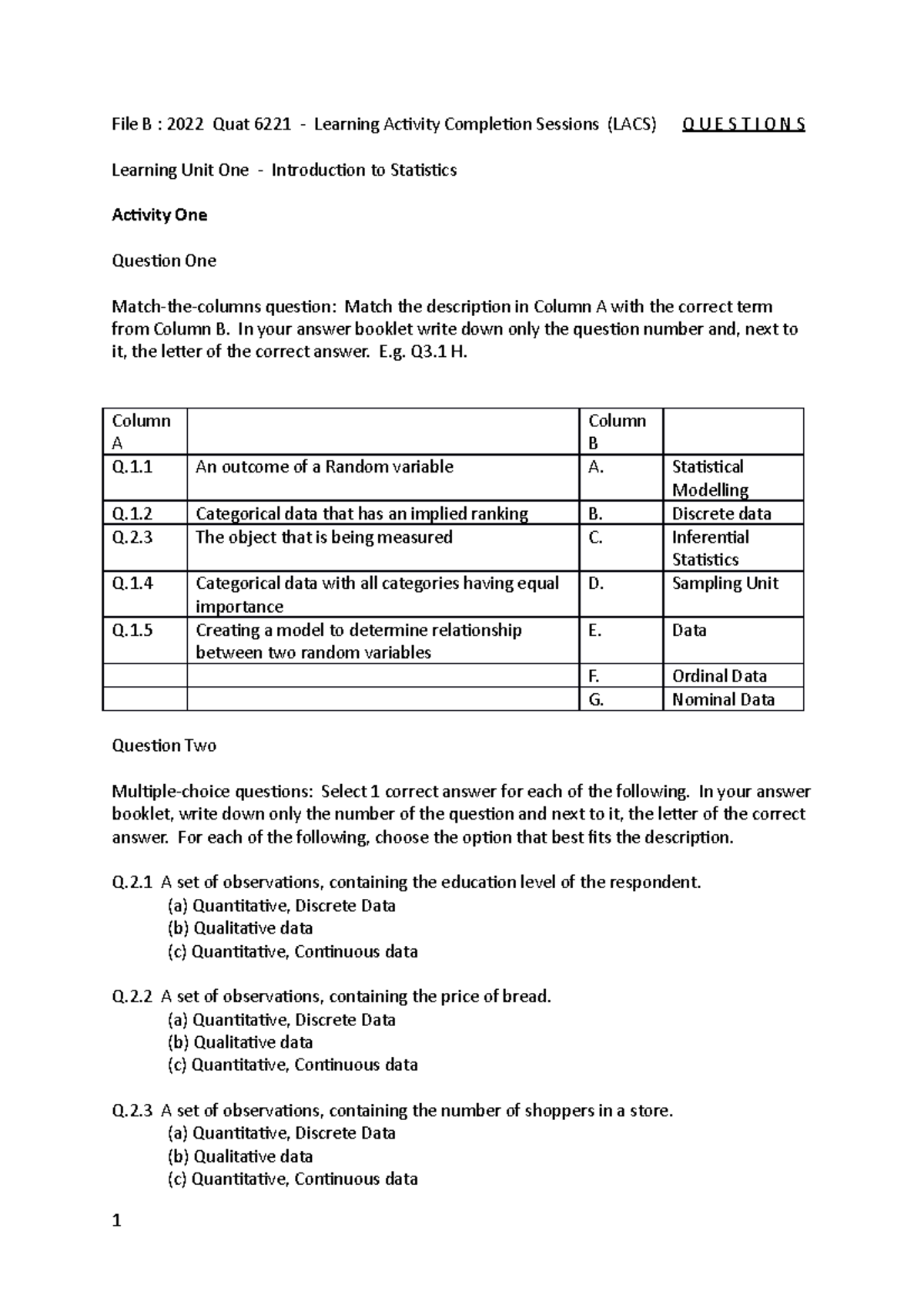 B. Questions - File B : 2022 Quat 6221 - Learning Activity Completion ...