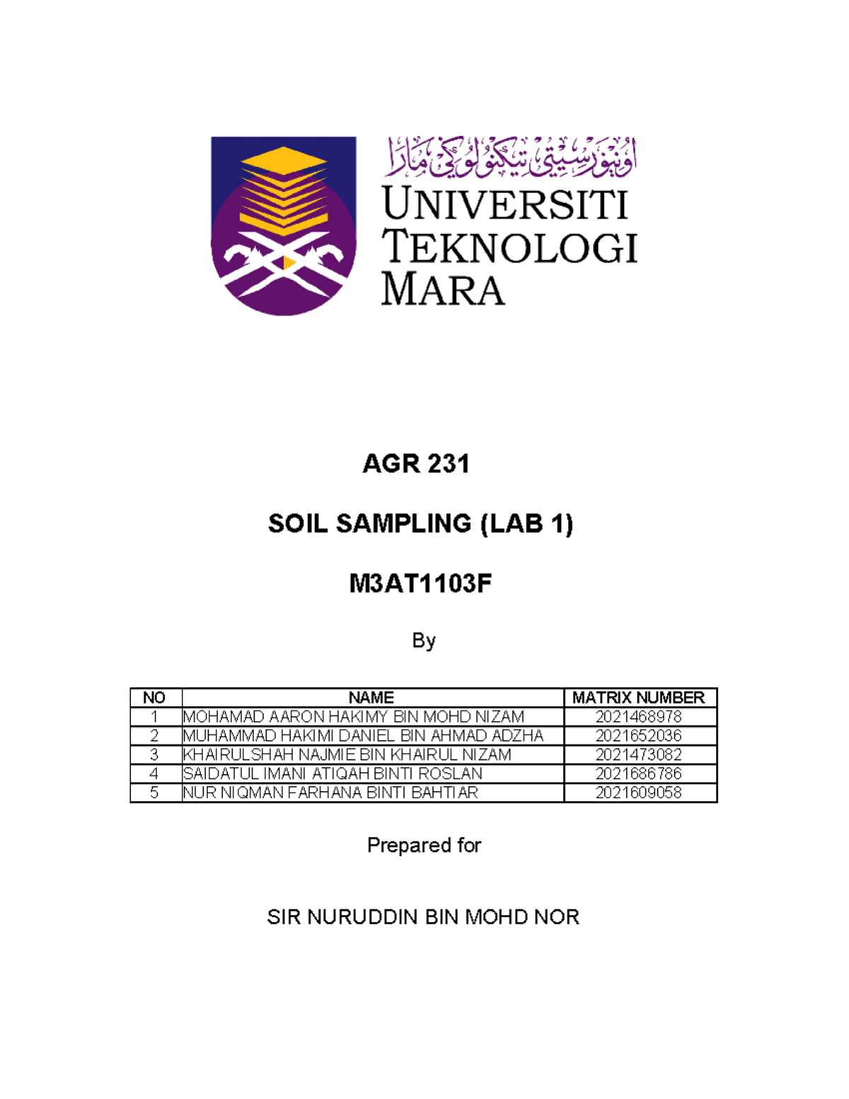 AGR 231 LAB 1 This is a sample for making laboratory report assignme