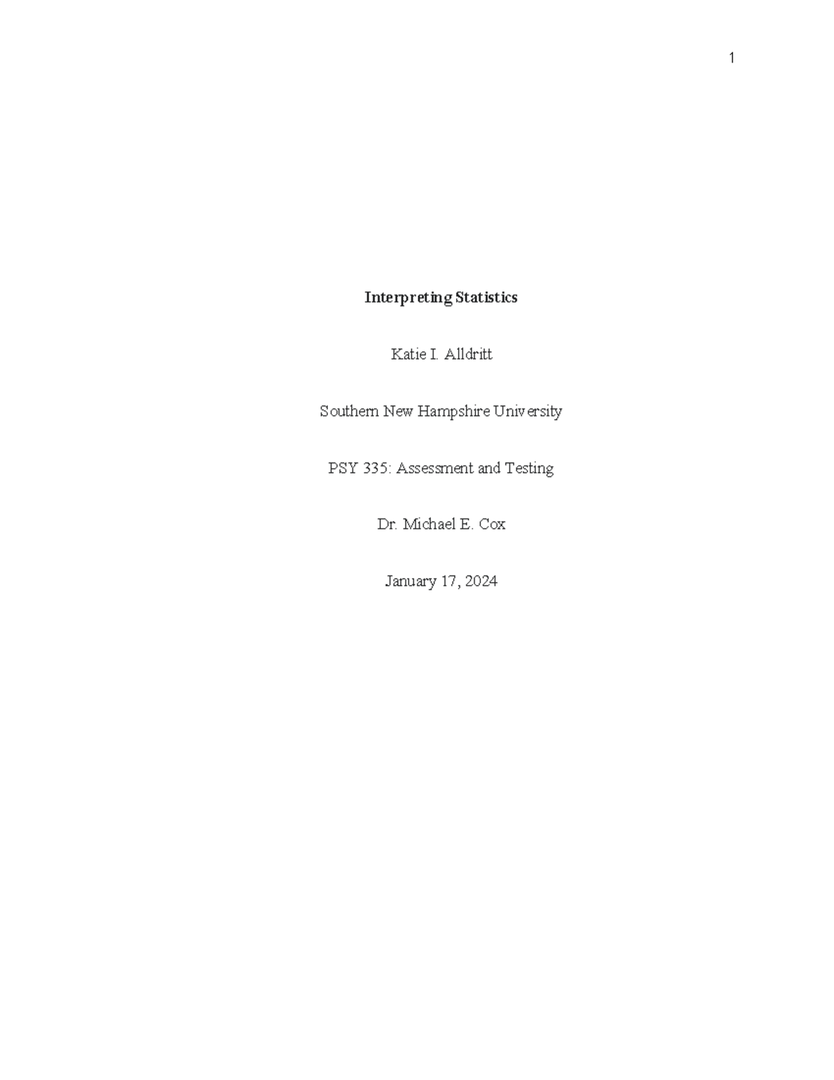 2-1 Worksheet Interpreting Statistics - 1 Interpreting Statistics Katie ...