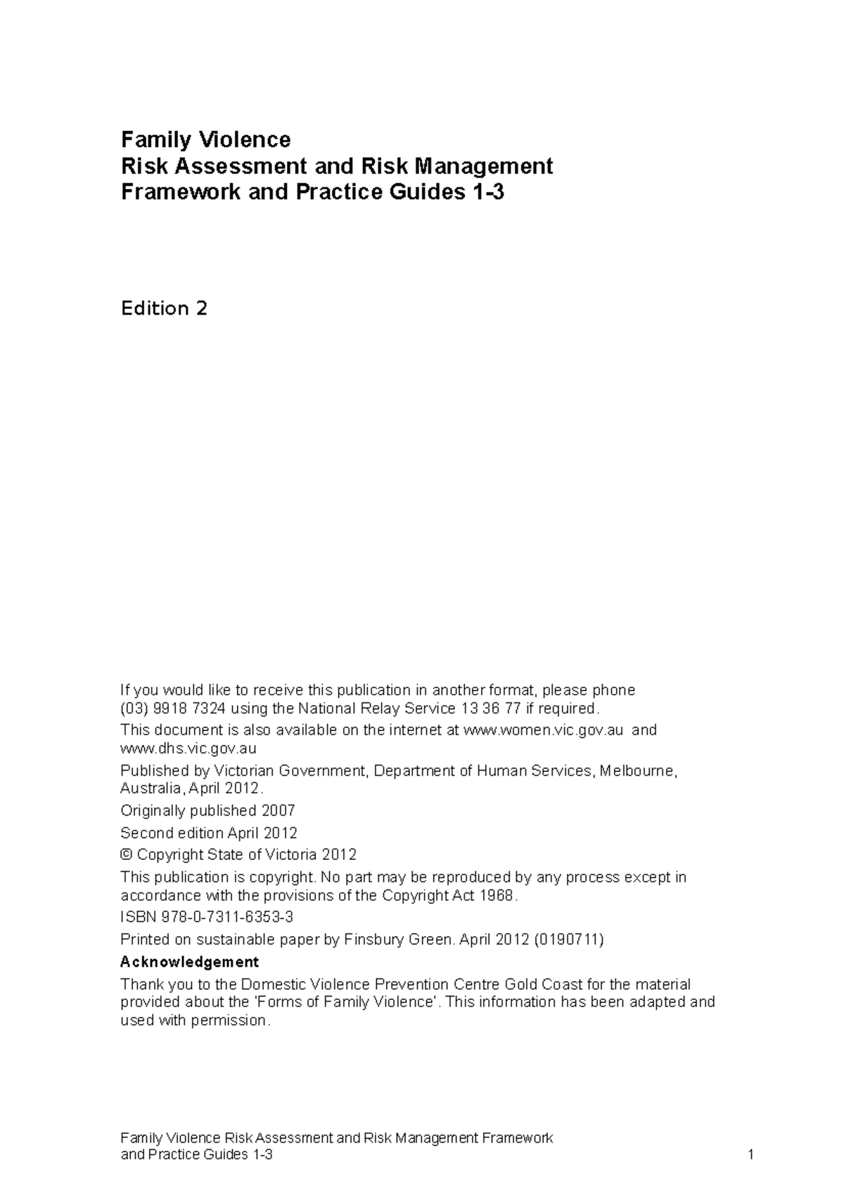 2 family violence risk-assessment risk management framework manual ...