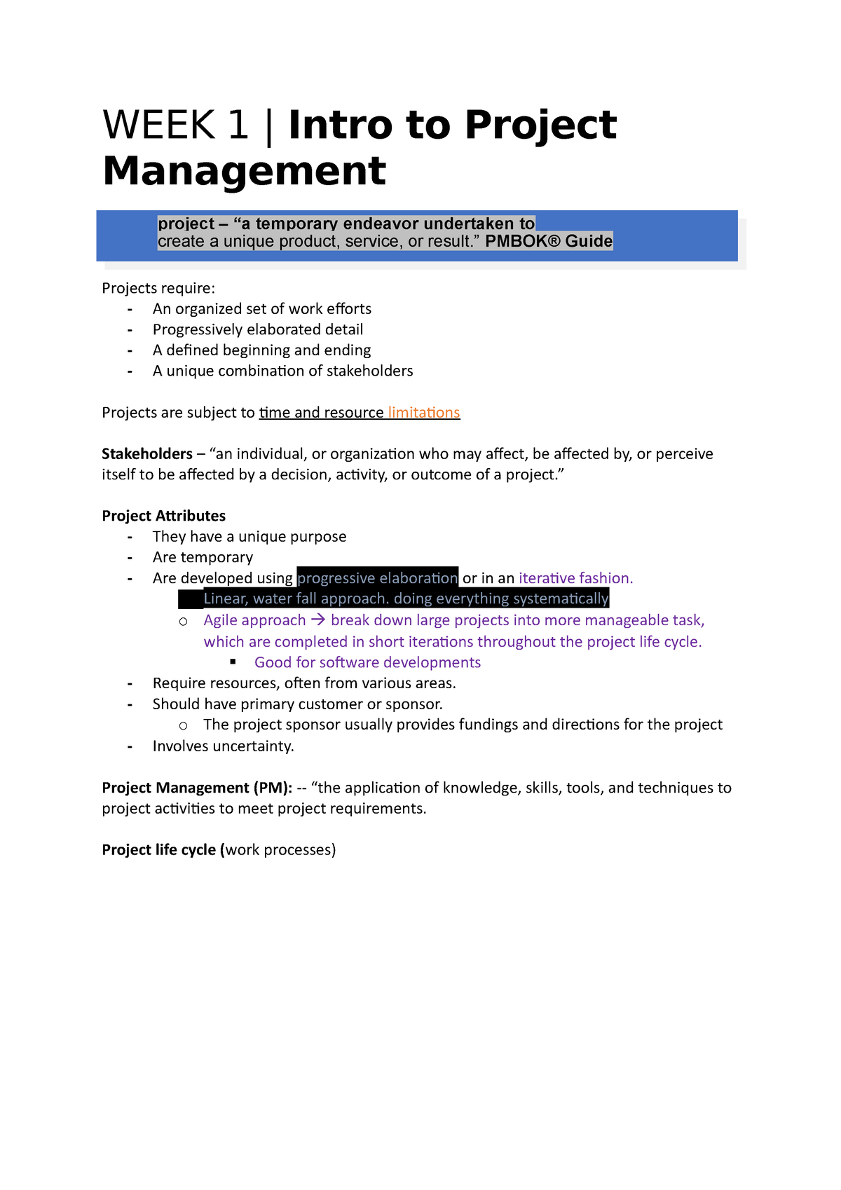 project management assignments