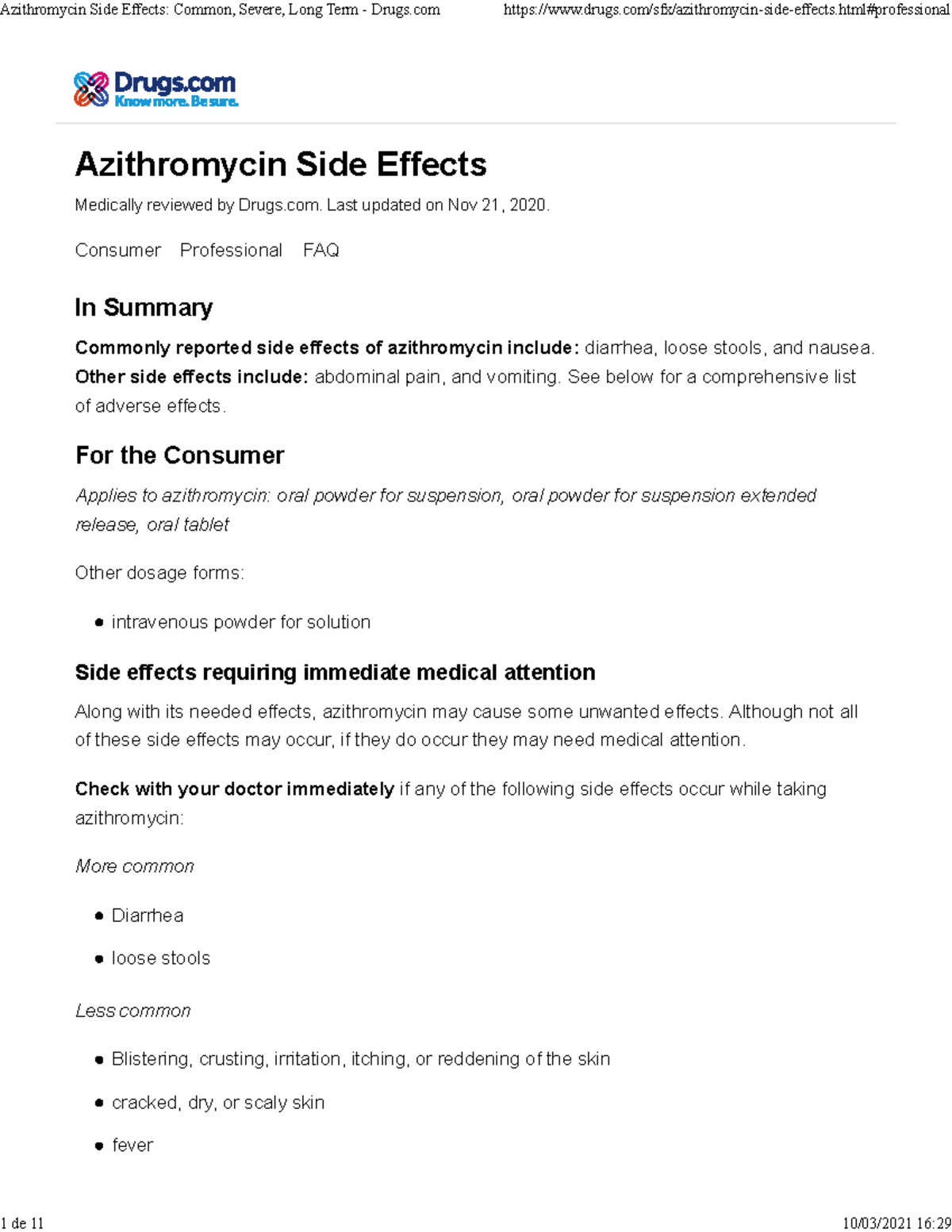 Azithromycinsideeffects Azithromycin Side Effects Medically