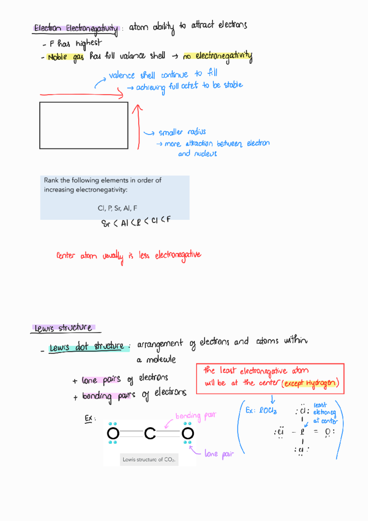 Lewis Structure note - wkshp - Electron Electronegativity atom ability ...