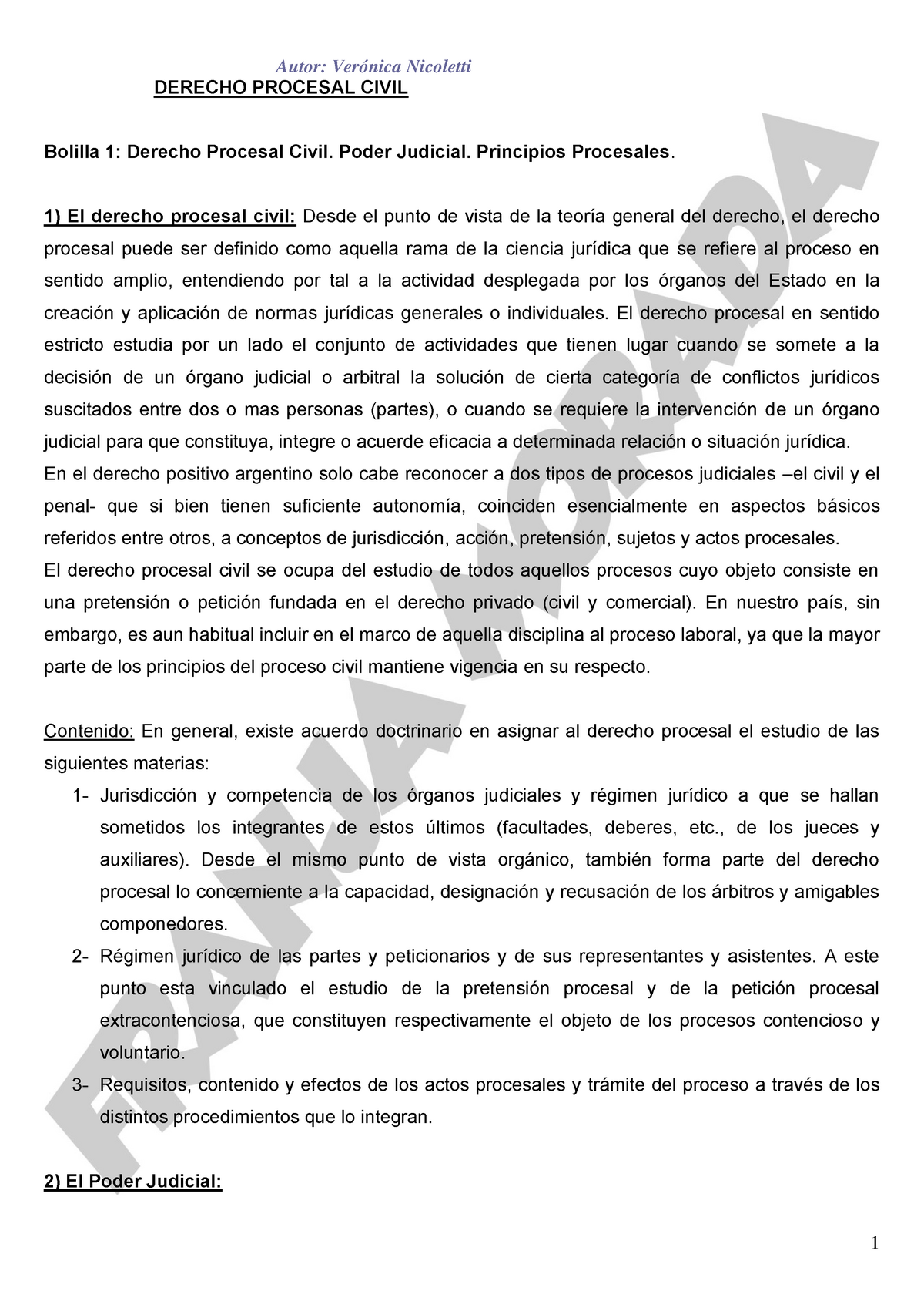 ACTIVIDAD INTEGRADORA - DERECHO PROCESAL CIVIL Bolilla 1: Derecho ...