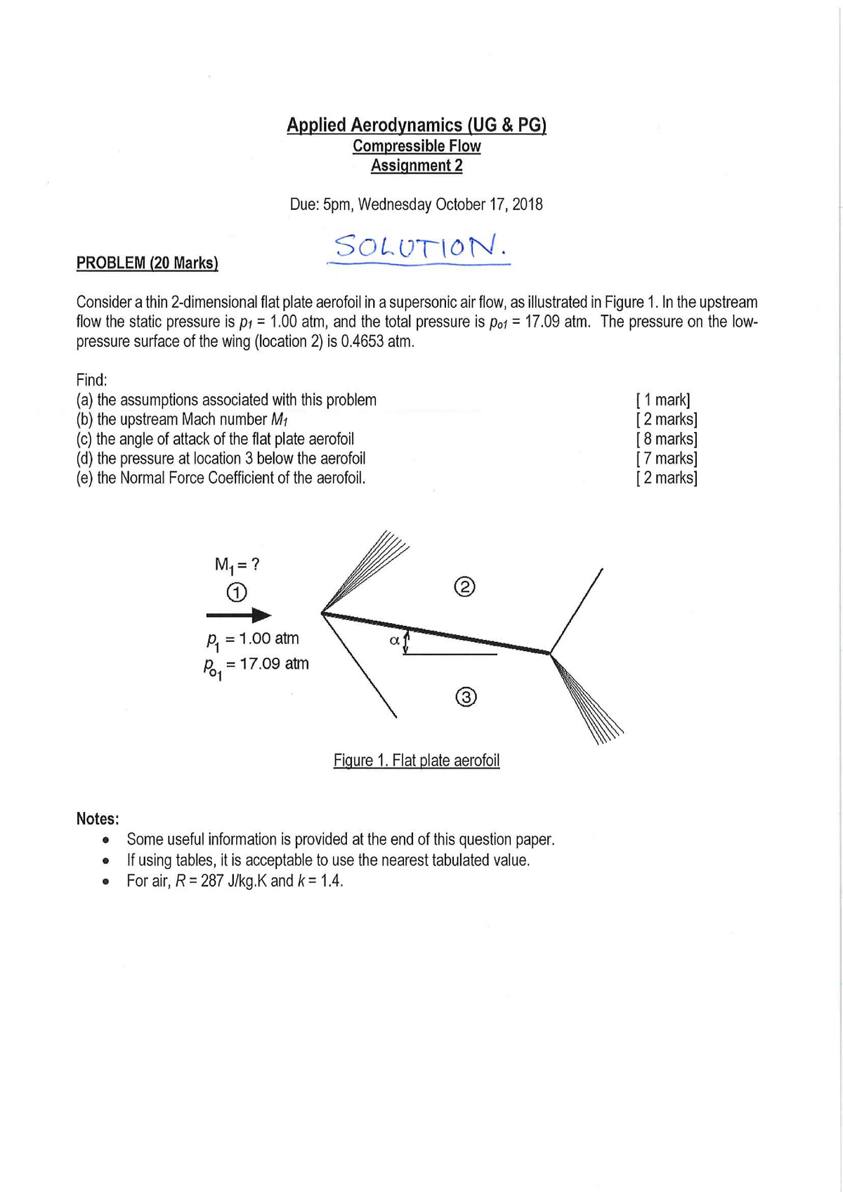 Applied Aerodynamics-A2Solutions-Compressible -2018 - MECH ENG 3101 ...