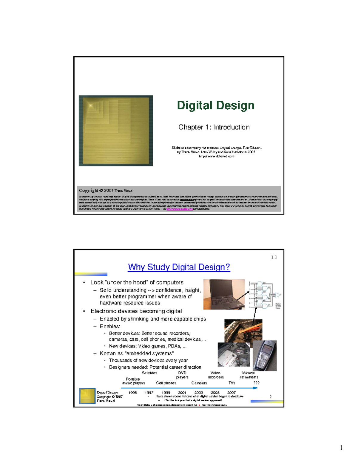 Course Textbook v1 - 1 Digital Design Copyright © 2007 Frank Vahid ...