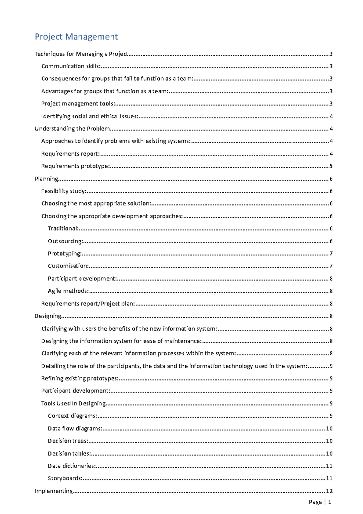 Project Management - Complete Notes - Project Management Techniques for ...