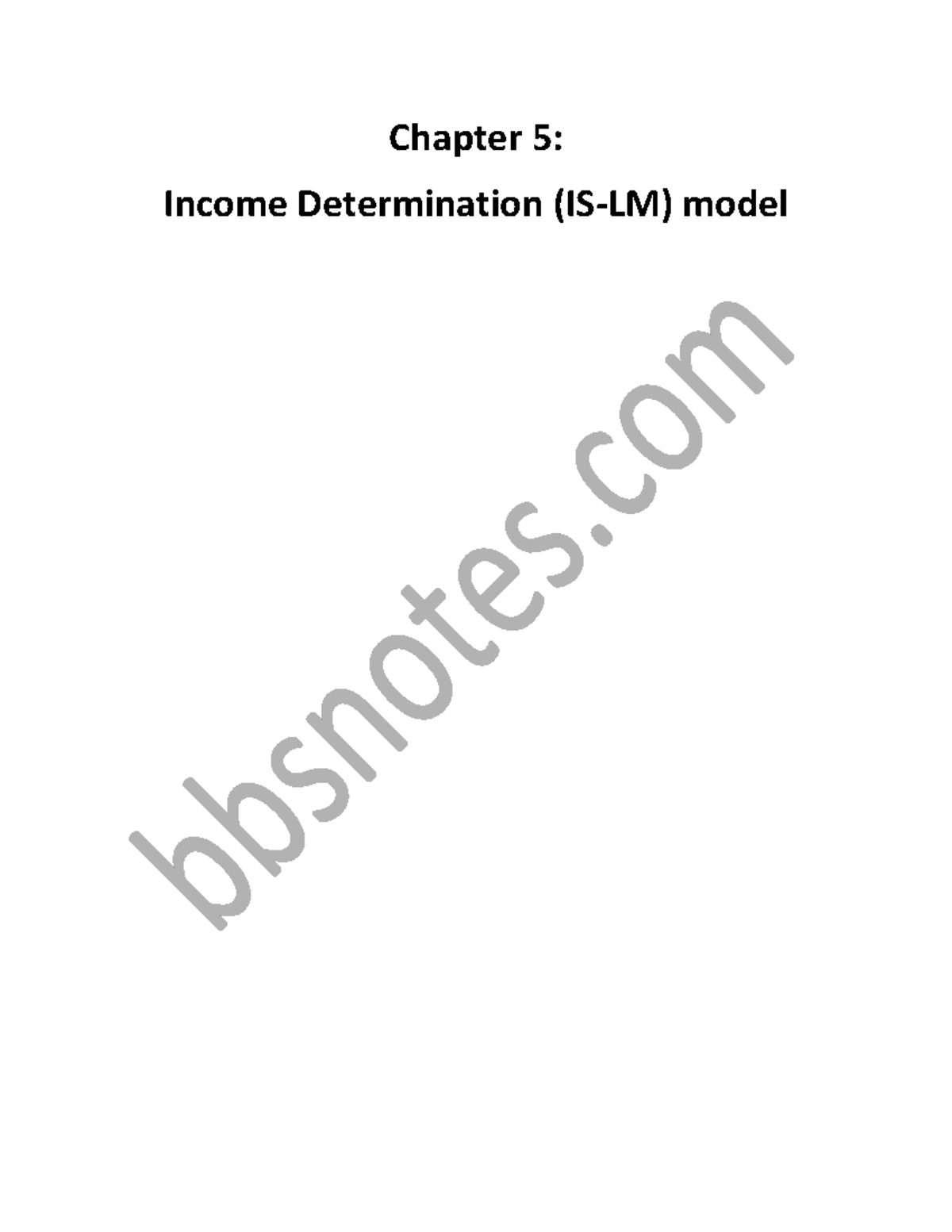 Chapter 5 Macroeconomics Notes - Microeconomies - Chapter 5: Income ...