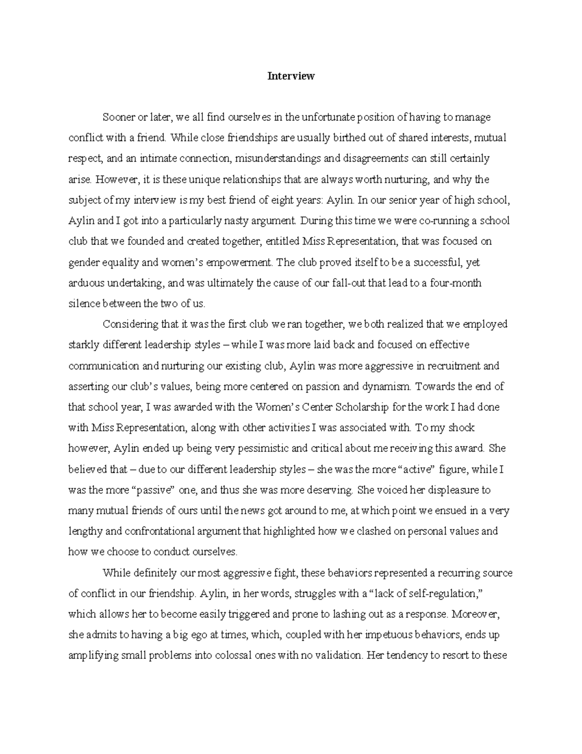 Interview - Grade: A- Interview Sooner or later, we all find ourselves ...