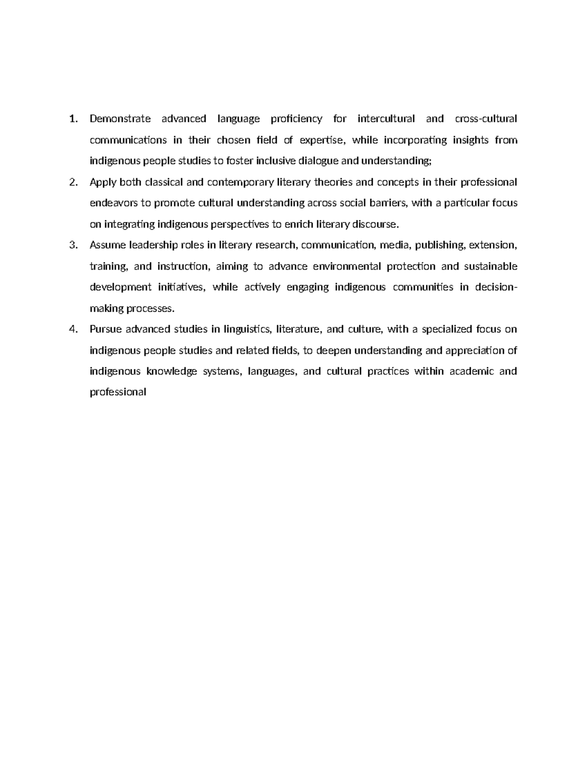 Program Objectives - Demonstrate advanced language proficiency for ...