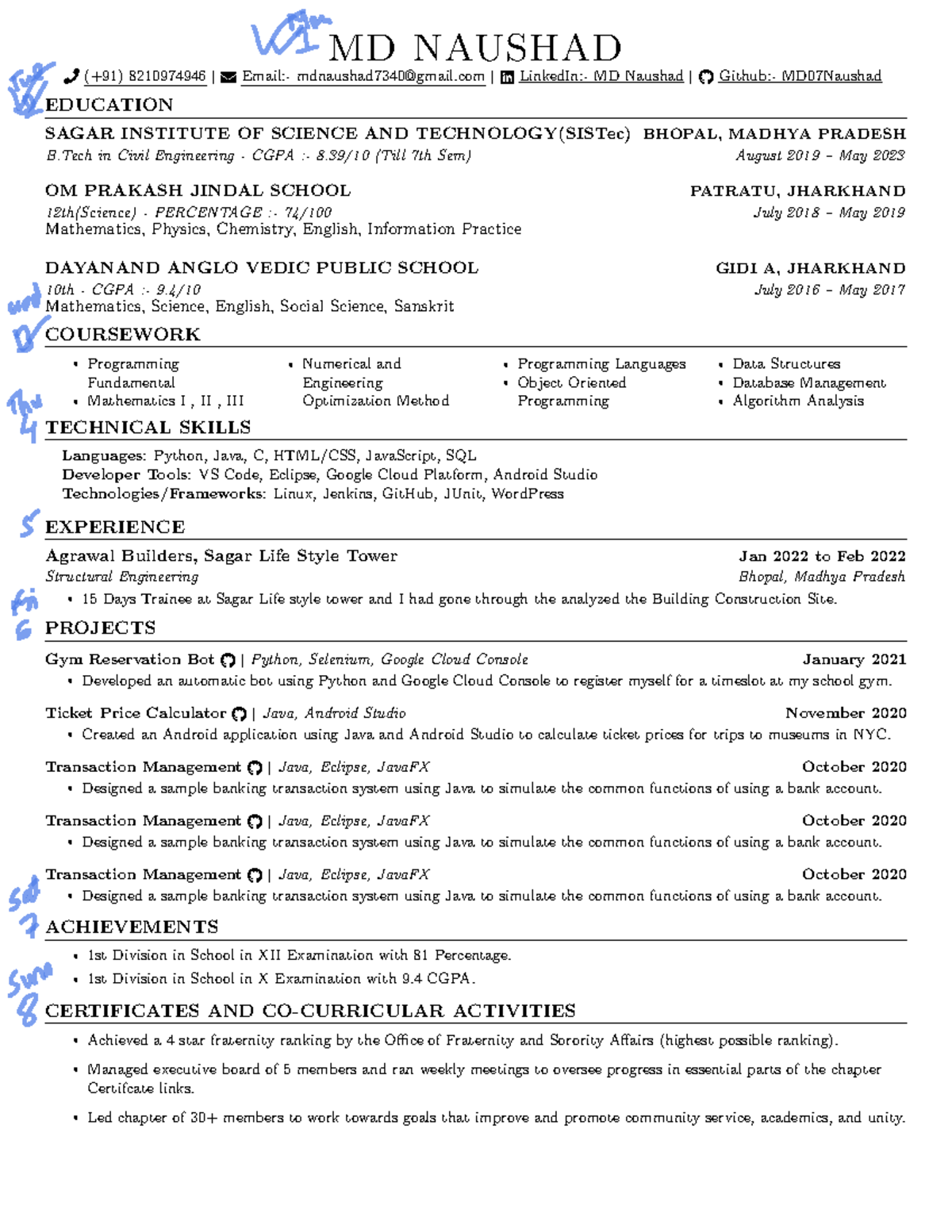 Jake s Resume Anonymous 14 - MD NAUSHAD (+91) 8210974946 | # Email ...