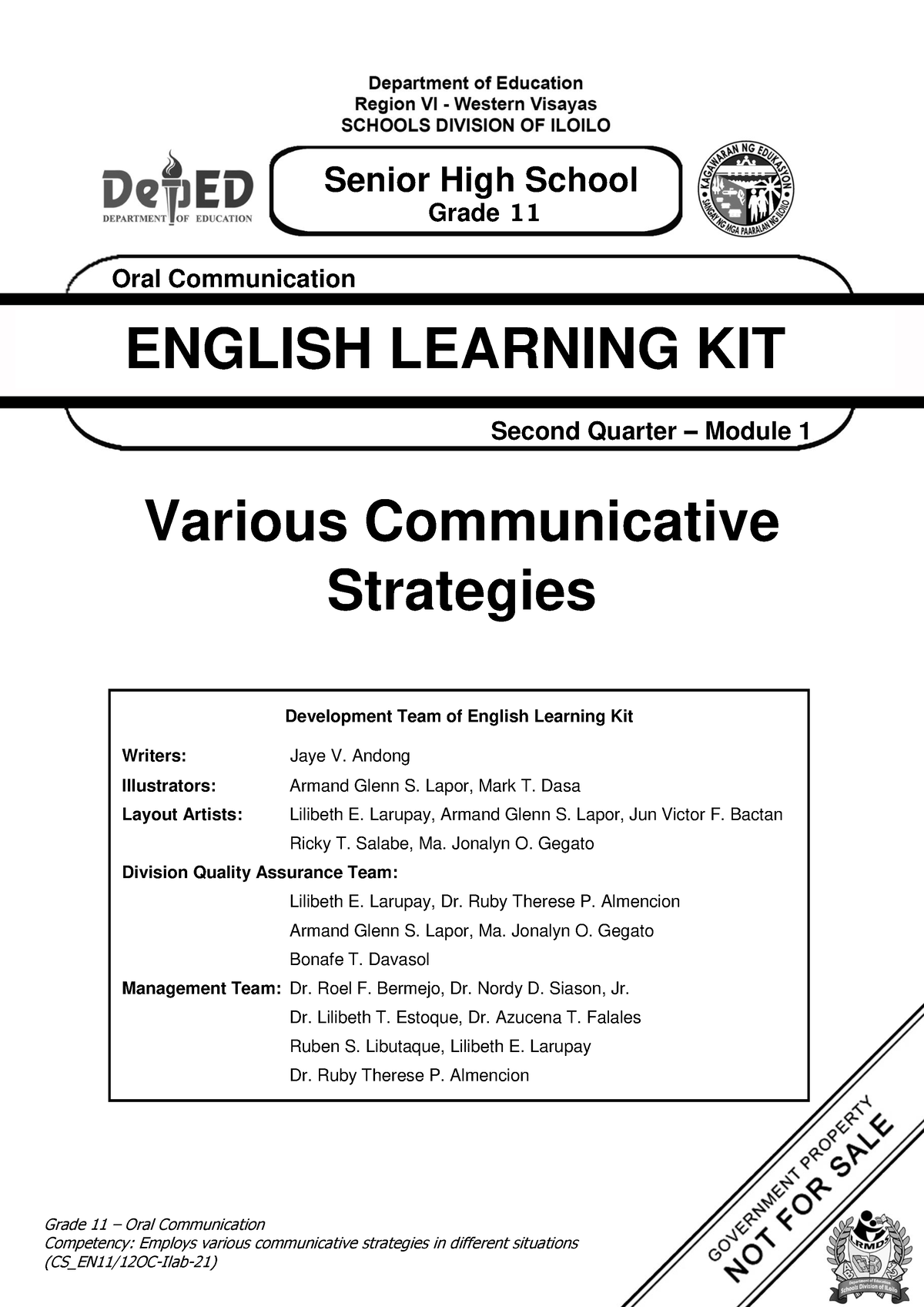 Oralcom Q2 Module 1 Final - 1 Grade 11 – Oral Communication Development ...