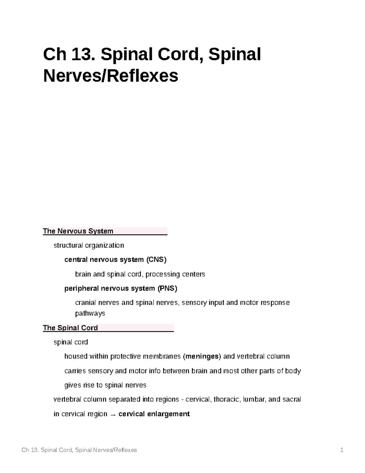 Ch 13 Spinal Cord And Spinal Reflexes - Ch 13. Spinal Cord, Spinal ...