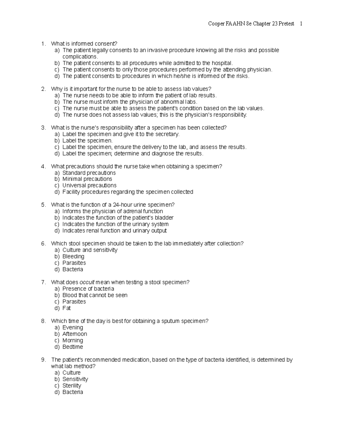 Chapter 023 - Cooper FAAHN 8e Chapter 23 Pretest 1 What Is Informed ...