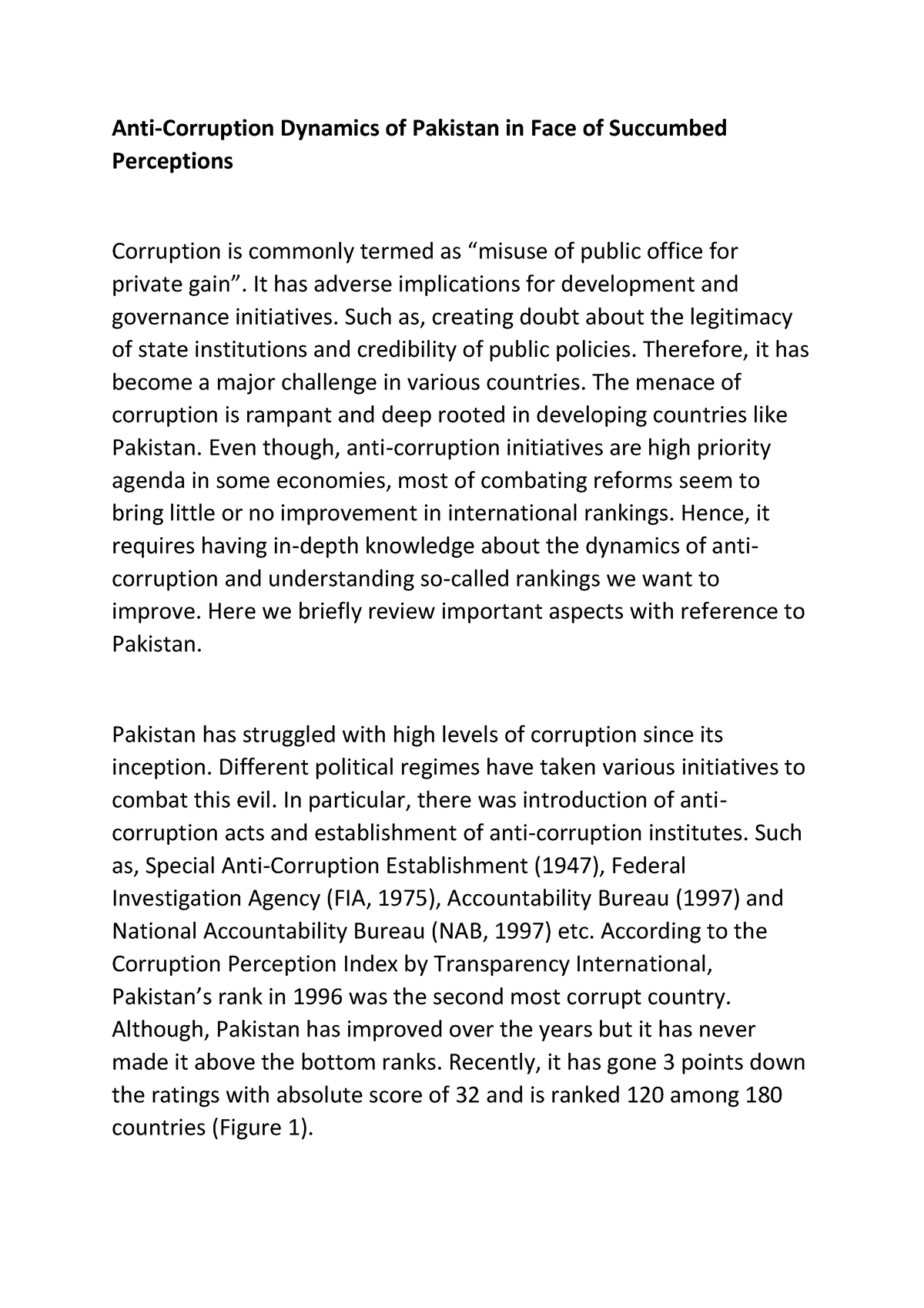 anti corruption essay in pakistan