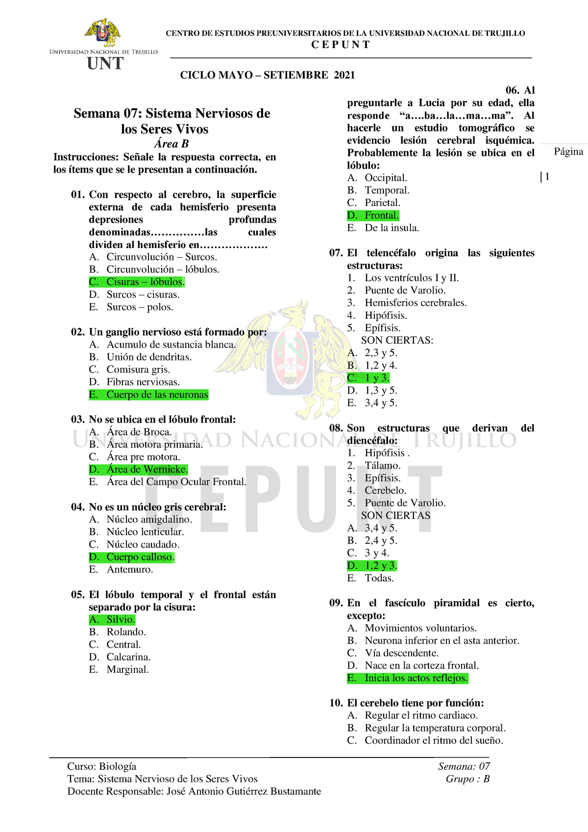 Transferencia-AREA B- Semana 07-SIN Clave - Curso: Biología Semana: 0 7 ...